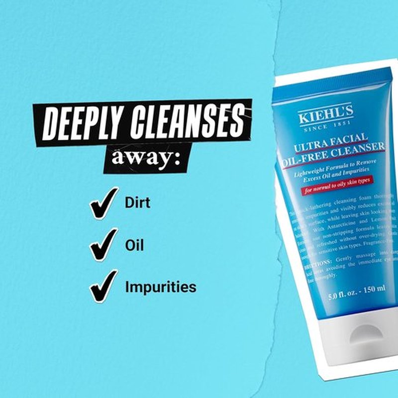 Kiehl's Ultra Facial Oil-Free Cleanser - Foaming Face Wash for Oily Skin, Reduces Excess Oil - 5.0 fl oz