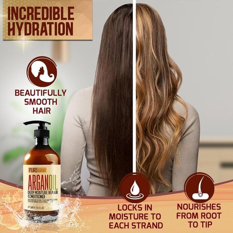 **Moroccan Argan Oil Conditioner - Deep Moisturizing, Sulfate-Free Formula for All Hair Types - Hydrating Repair for Dry, Curly, Colored Hair**