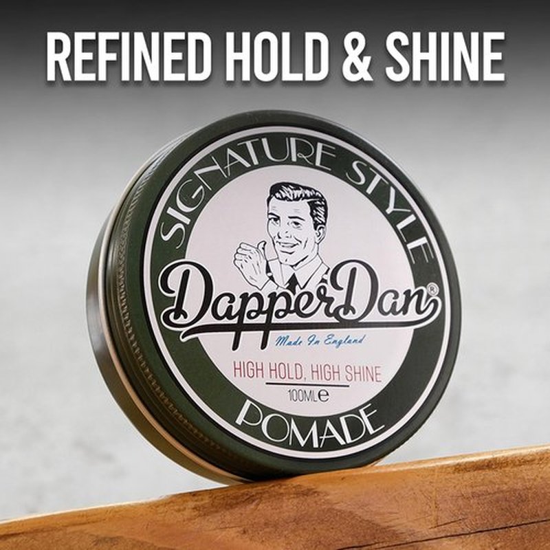 Dapper Dan Signature Pomade, High Shine and Hold for Classic Styles, Water Based for All Hair Types, Bergamot and Leather Fragrance, 100ml