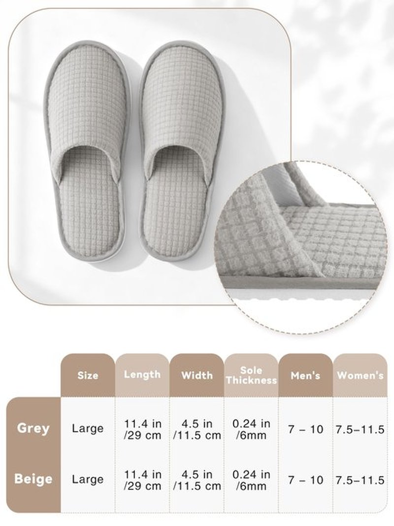KUTTOR 12 Pair House Disposable Slippers for Guests Spa Hotel Slippers for Travel Washable Reusable Non Slip Closed Toe for Shoeless Home Indoor Wedding Party
