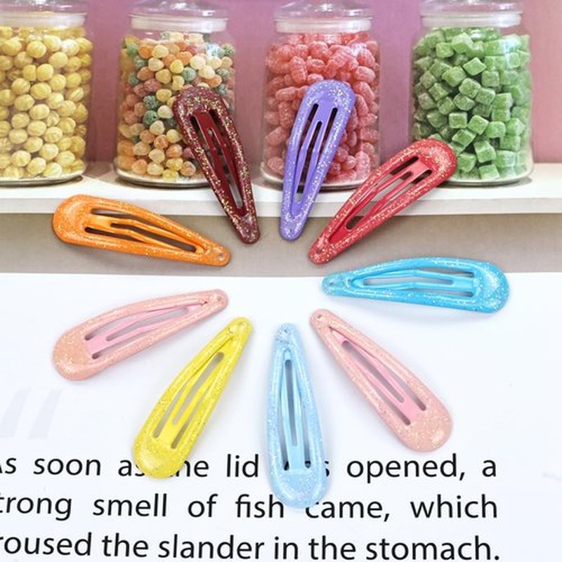 Cinaci 100pcs in 25 Candy Colors 5cm/2" Glitter Metal Snap Hair Clips Non-slip Hair Barrettes Bang Holders for Baby Girls Toddlers Kids Teens