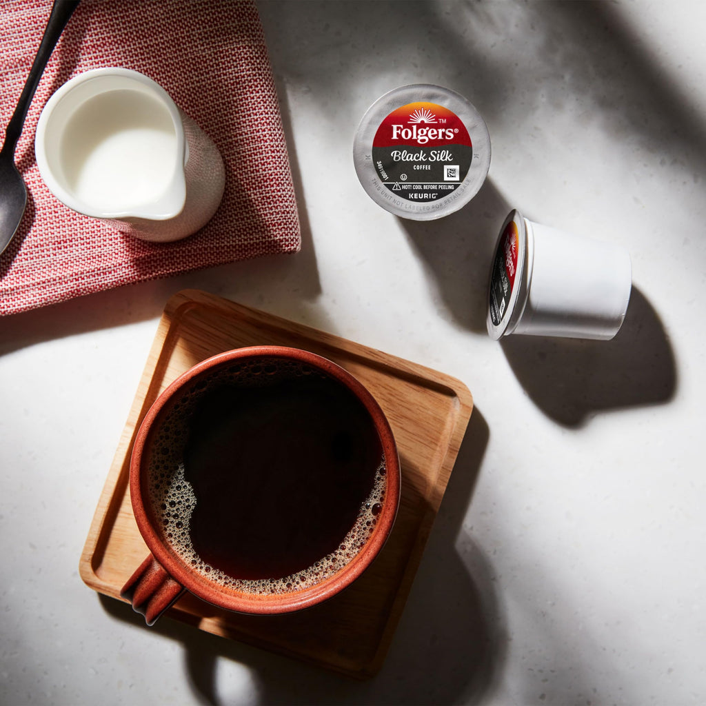 Folgers Black Silk Dark Roast Coffee, Keurig K-Cup Pods, 32 Count Box