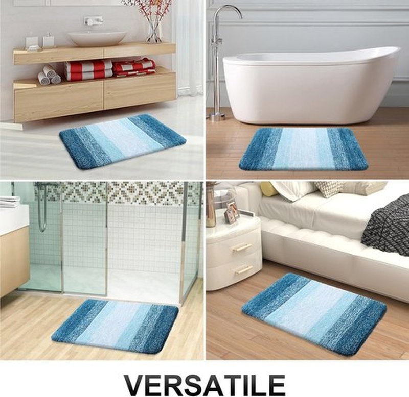OLANLY Bathroom Runner Rug - Extra Soft Microfiber Mat | Quick Dry & Washable, 47x24, Peacock Blue