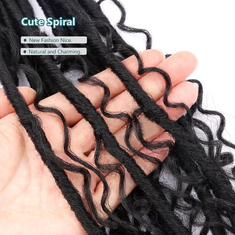 Goddess Locs Crochet Hair Pre-looped 20 Inch New Boho Faux Locs Crochet Hair with Curly Ends 8 Packs Bohemian River Locs Crochet Hair for Black Women 1B