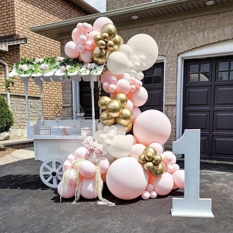 Skiennix Balloon Garland Arch Kit - 109 Pieces Blush Pink & Gold Latex Balloons for Birthday & Bridal Showers