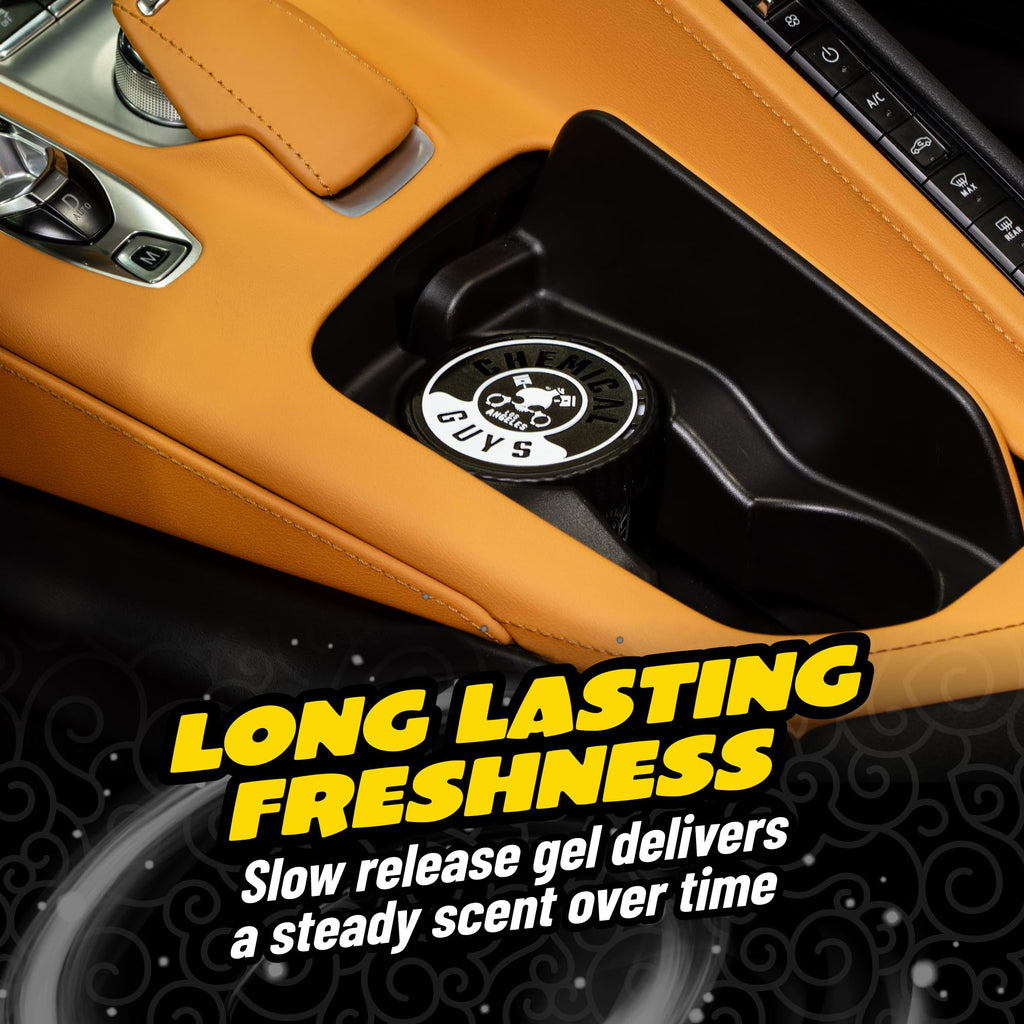 Chemical Guys Black Frost Scent Gel Can Air Freshener, Adjustable Car Air Freshener Gel With Touchless Vent Control For Cup Holder, Under Seat, Office And Home Use - 3 Pack