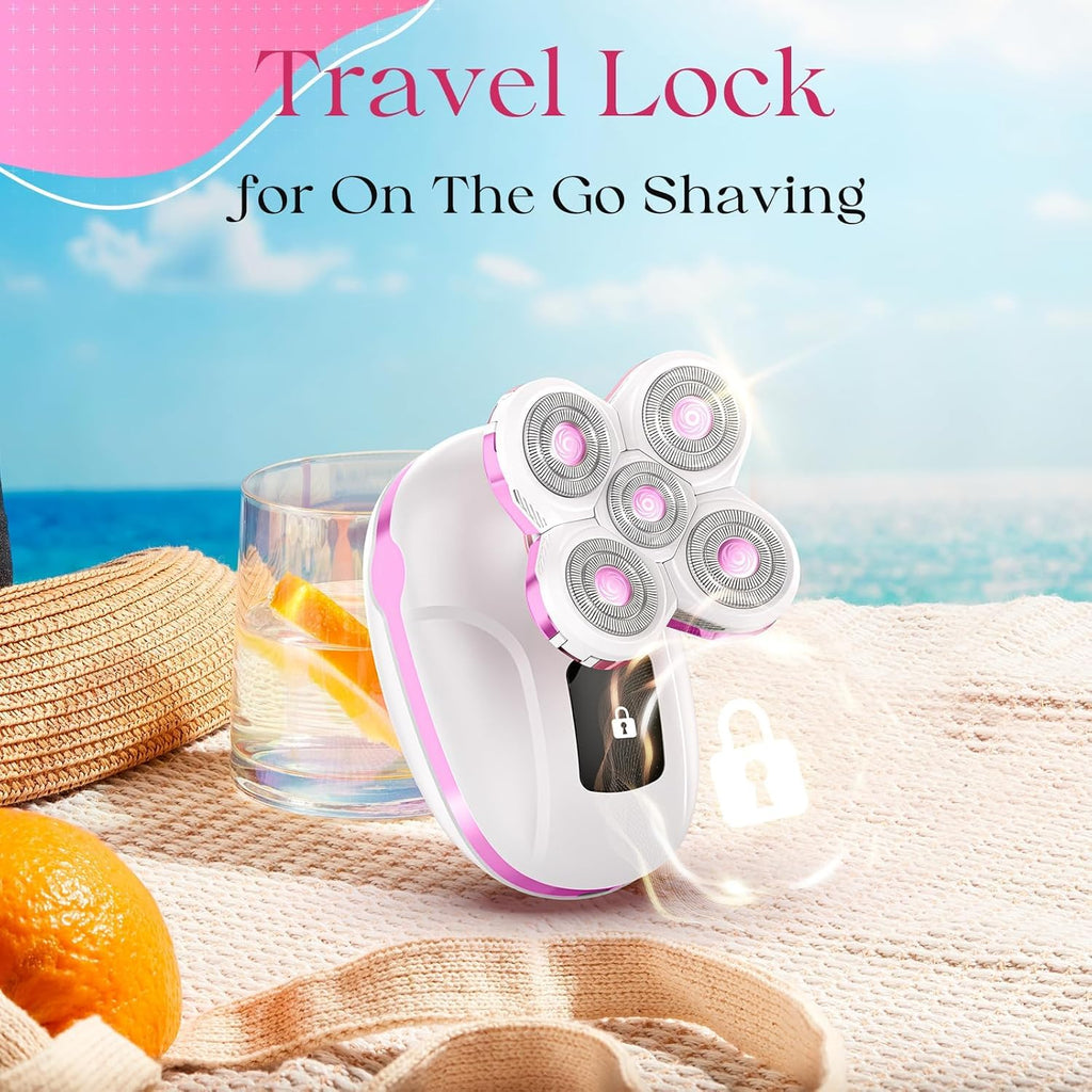 Electric Razors for Women Legs, Rechargeable Rotary Painless Shaver for Legs Bikini Facial Hair Removal,