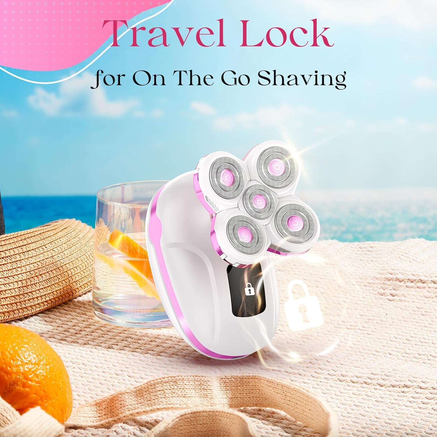 Electric Razors for Women Legs, Rechargeable Rotary Painless Shaver for Legs Bikini Facial Hair Removal,