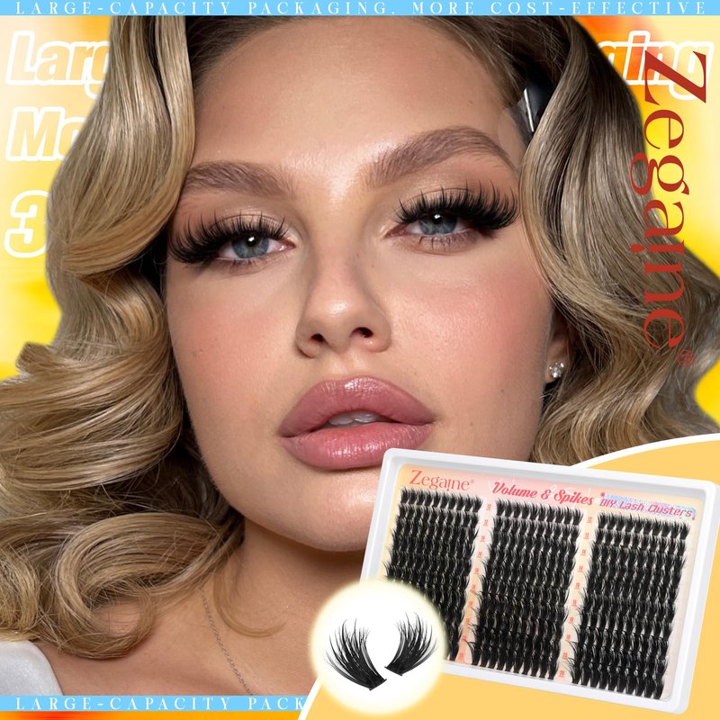Wispy Lash Clusters With Spikes Volume Eyelash Clusters 300Pcs D-Curly Cluster Eyelash Extensions 12-20MM Long 120D Fluffier Individual Lashes Spikes Lash Clusters Pestañas Pelo a Pelo by Zegaine