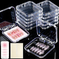 PZSZMIAO 12PCS Press on Nail Storage Box Acrylic Organizer Nail Case Nail Display Case Nail Display Box Artificial False Nail Box with Double Sided Adhesive Nail Tape Suitable for Press on False Nail