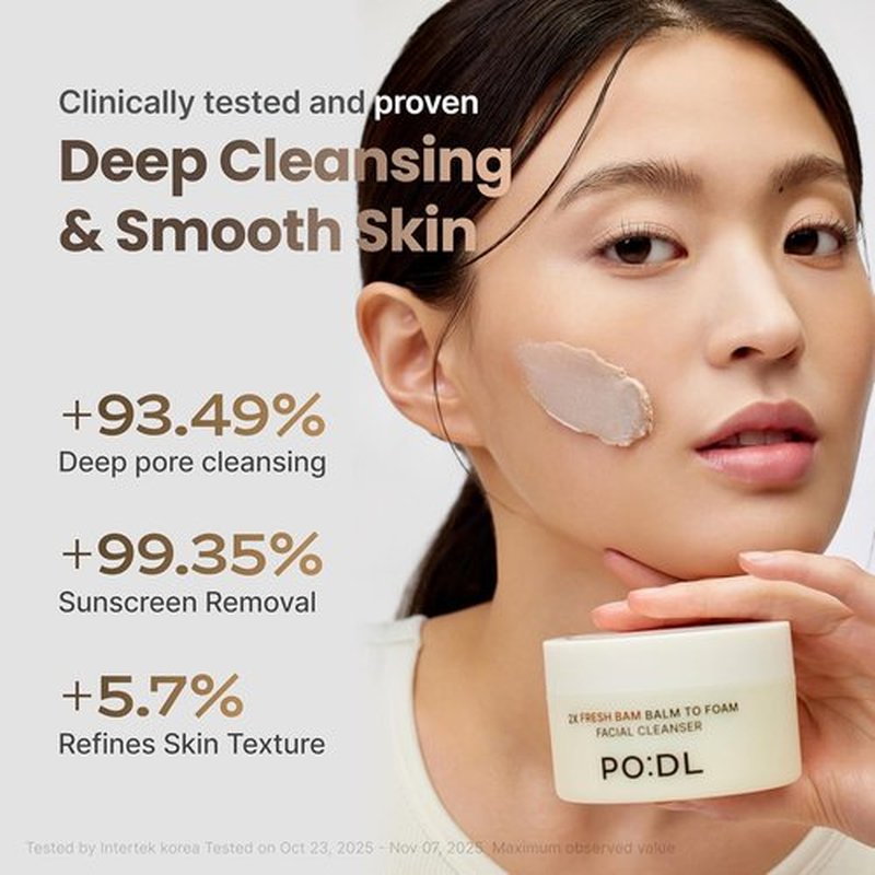 PODL Balm to Foam Cleanser - Deep Cleansing Makeup & Sunscreen Remover | Exfoliating Vegan Skincare | 4.39 fl oz