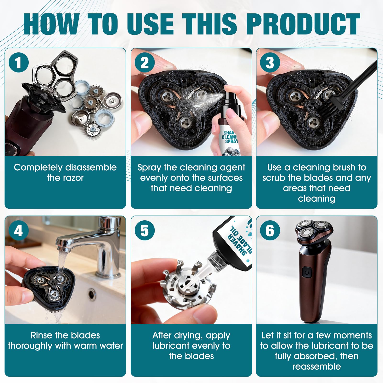 Shaver Cleaning Solution, Electric Shaver Oil, Deeply cleans and Lubricates