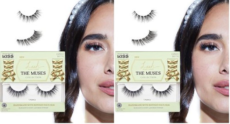 KISS Lash Couture The Muses False Eyelashes, Legacy, Faux Silk | 12 mm | Handmade | Contact Lens Friendly | Pack of 2