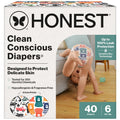 The Honest Company Comfort Dry Disposable Daytime Diapers, Hypoallergenic, Fragrance-Free, Sensitive Skin, Beary Cool + Big Trucks, Club Box Size 6 (35+ lbs), 40 Count