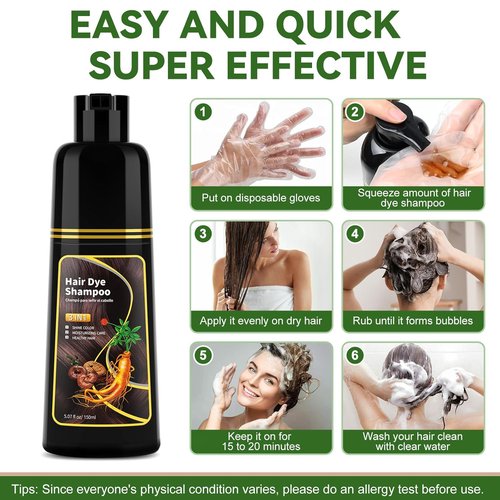 Dark Brown Hair Dye Shampoo - Natural Gray Coverage & Nourishment | 150 ML Semi-Permanent Color
