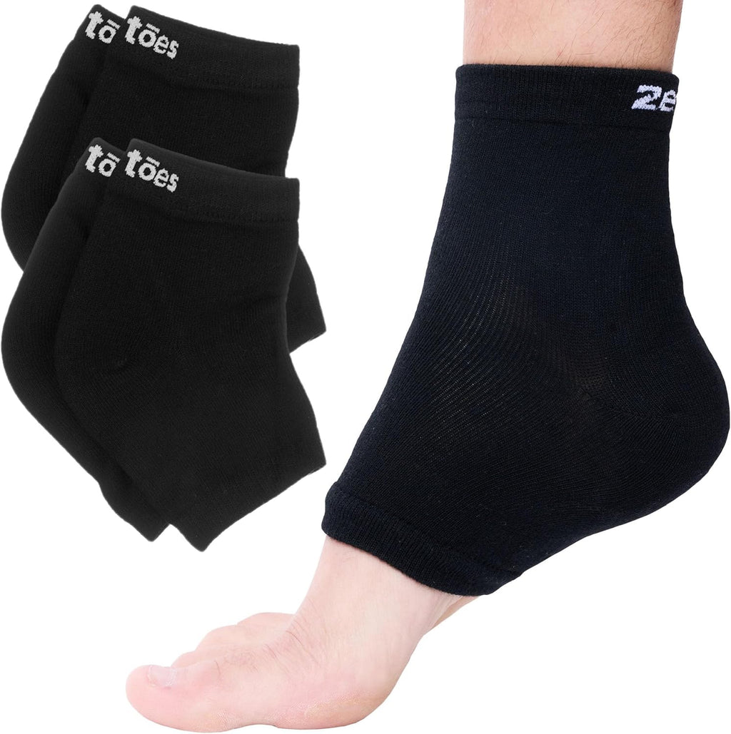 ZenToes Moisturizing Heel Socks - Cracked Heel Treatment with Vitamin E & Jojoba Oil | Black Cotton, Regular Size