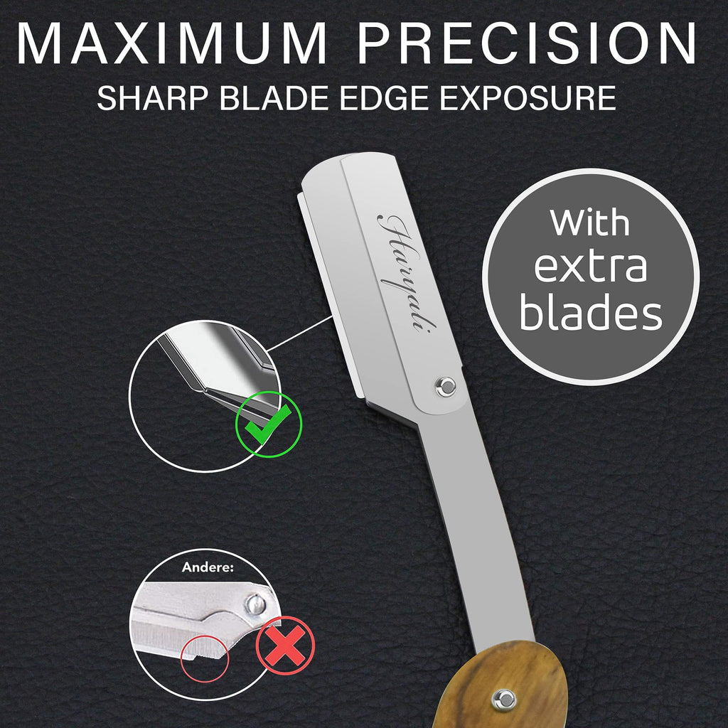 Haryali Professional Barber Straight Edge Razor For Men With Wood Handle