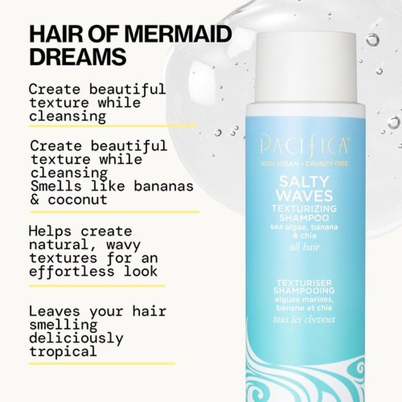 Pacifica Beauty Salty Waves Texturizing Shampoo & Conditioner Set - Effortless Beach Hair | 100% Vegan & Cruelty-Free