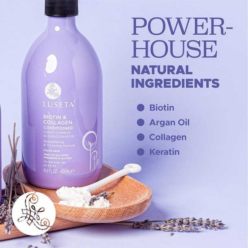 Luseta Biotin & Collagen Conditioner - Thickening Hair Loss Treatment, 16.9oz | Argan Oil Infused, Sulfate & Paraben Free
