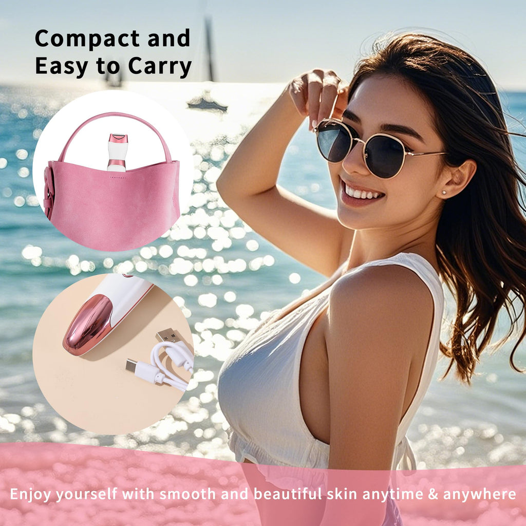 Bikini Trimmer for Women with LED Display - 5-in-1 Rechargeable Electric Shaver, Painless Pubic Hair Trimmer for Face Nose Eyebrow Arms Armpit Legs Pubic Area (Gold)