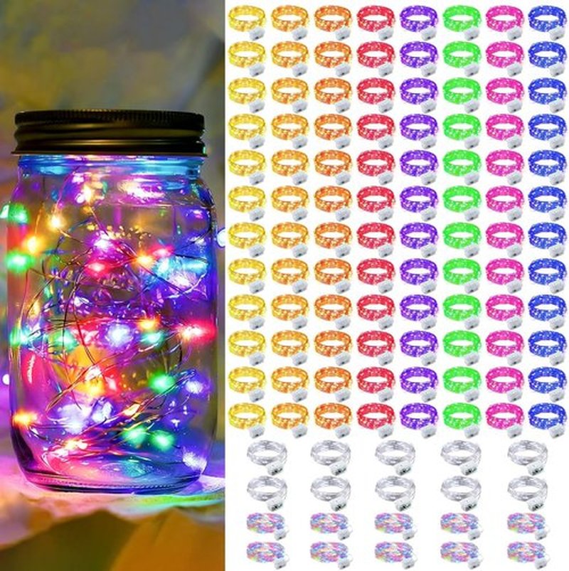 Skiennix 100 Pack Fairy Lights - 7Ft 20 LED Twinkle String Lights | Battery Operated & Waterproof for Parties, Weddings, Christmas, and Valentine's Day - 10 Colors Available