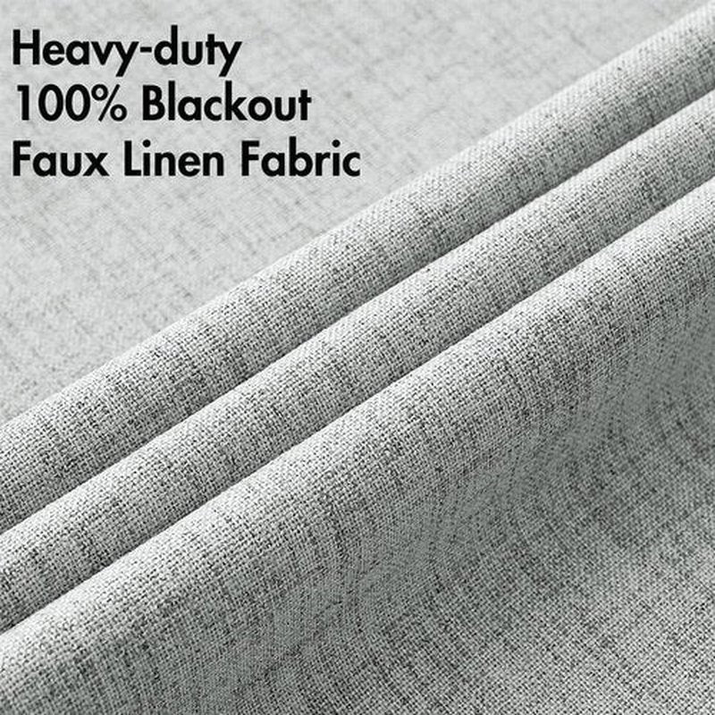 MIULEE Linen Curtains - 100% Blackout Thermal Insulated Drapes | Glacier Gray, 52 x 45 Inch (2 Panels)