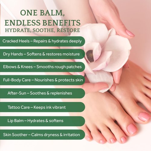 The Everyday, All Day Balm – Intense Moisturizer for Cracked Heels, Dry Skin & Body Care | Natural Shea Butter, Tea Tree & Coconut Oil | Paraben-Free (4 FL OZ)