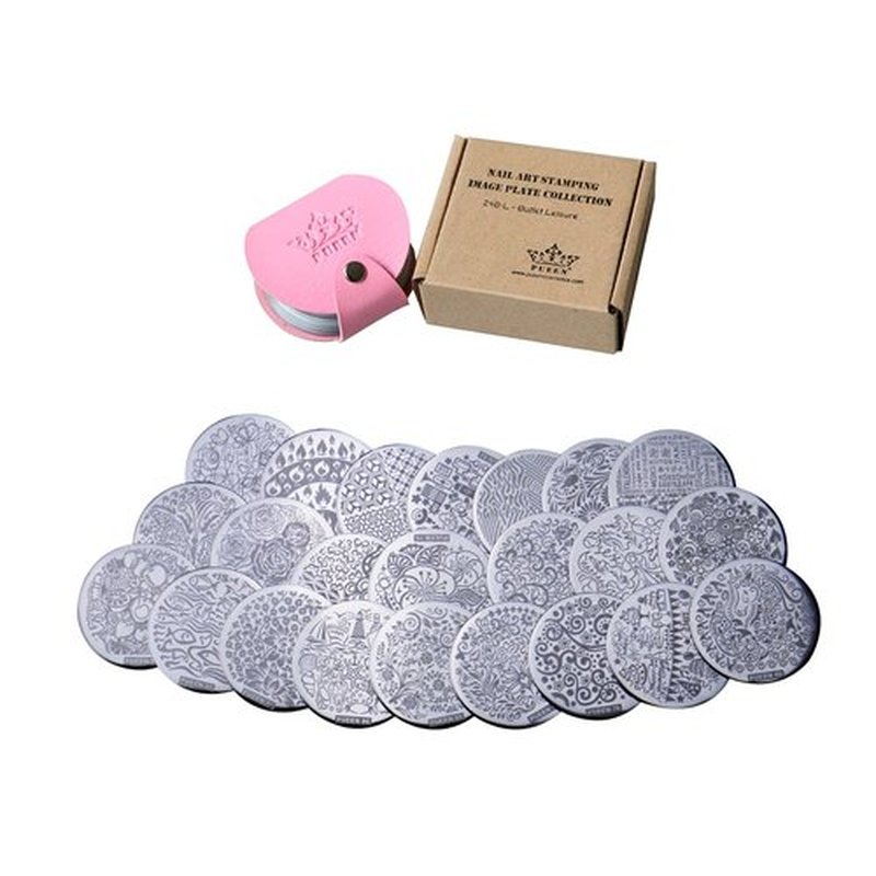 PUEEN Nail Art Stamp Collection Set 24B-L STAMPING BUFFET - LEISURE - NEW Set of 24 All You Can Stamp Full Size Stamping Image Plates Manicure DIY (Infinite Images With Your Creativity) Now with