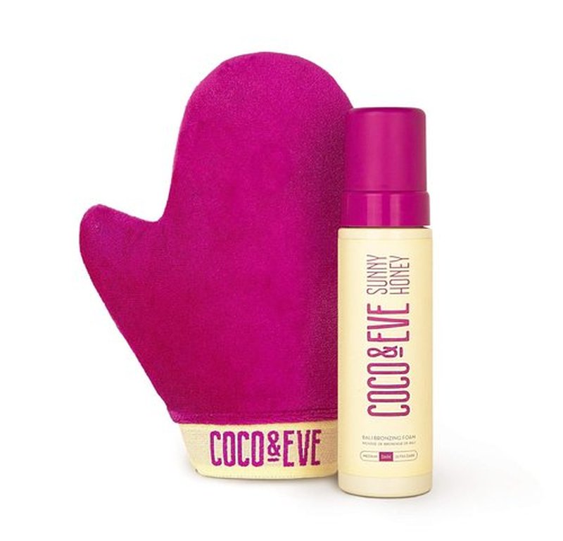 Coco & Eve Self Tanner Foam Kit - Medium Streak-Free Tanning Mousse with Mitt Applicator | Vegan & Cruelty-Free