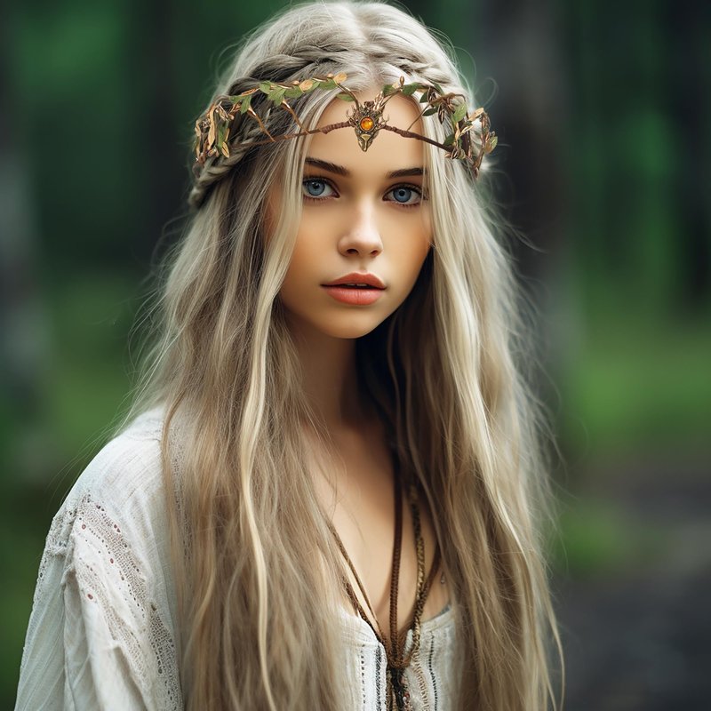 Vivivalue Golden Fairy Crown Flower Headband Floral Hair Wreath Even Headpiece Woodland Forest Circlet for Women Halloween Renaissance Wedding Bridal Cosplay Prom Photo Props
