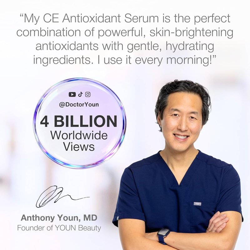 YOUN Beauty 20% Vitamin C Face Serum - Hydrating Antioxidant with Hyaluronic Acid & Vitamin E | 60 ml