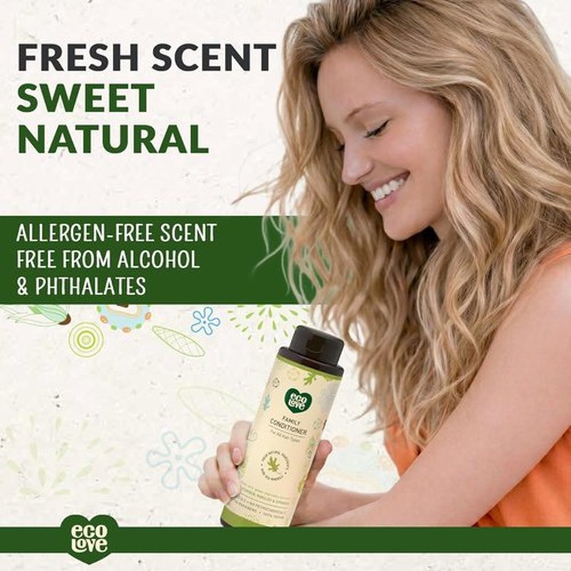 ecoLove Natural Conditioner - Vegan & Cruelty-Free Formula with Organic Cucumber Extract - 17.6 oz