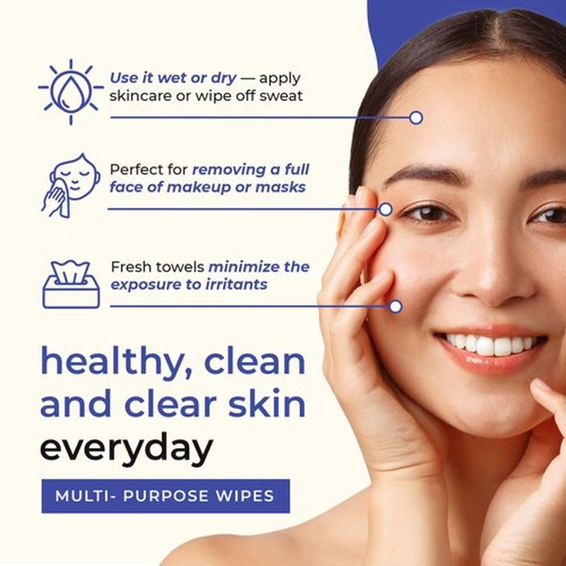 Prospela XL Disposable Face Towels (50 Count) – 100% Clean, Biodegradable Dry Wipes for Sensitive & Acne-Prone Skin – Extra Large & Ultra-Soft for Makeup Removal, Cleansing & Travel