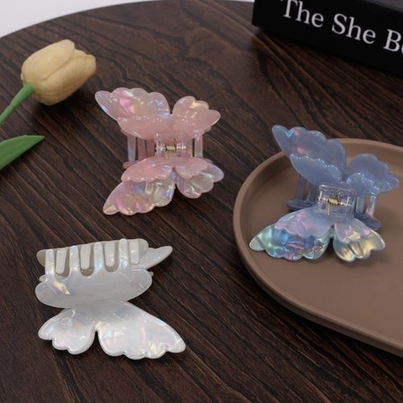 NAISIER Butterfly hair clips for women girl Butterfly claw clips Hair Accessories for Girls & Women.(White pink blue)