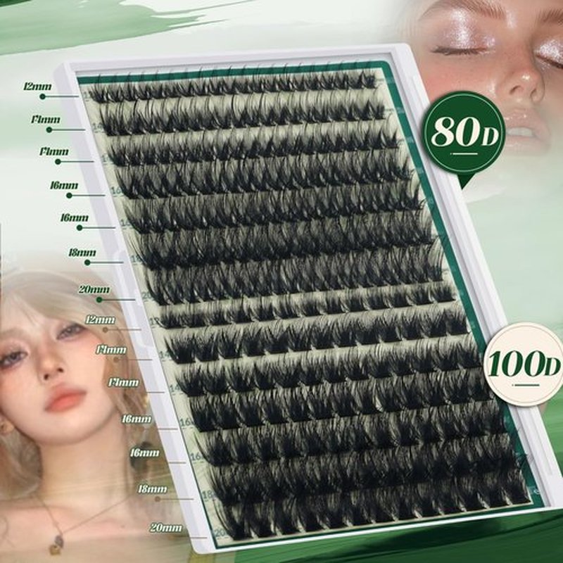 KEYYOU Spiky Manga Lash Clusters 12-20mm Anime Eyelash Clusters 80D+100D Cluster Eyelash Extensions Fairy Eyelashes Cluster Volume DIY Lash Extension