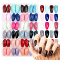 U-LIAN Press on Nails Short, 2 Shapes 576PCS Fake Nail, Almond Square and Medium Coffin Glossy Press on Nails Kit, 24 Packs Full Cover Press On with Glossy Designs For Women Girls