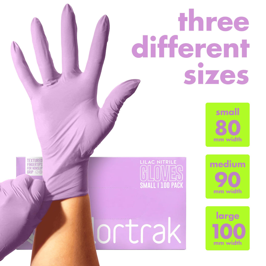 Colortrak Disposable Nitrile Gloves, Pink, Luminous Collection Lilac Frost Latex-Free, Powder-Free Hair Color Gloves for Chemical Processing & Salon Services, 100 Count, Small