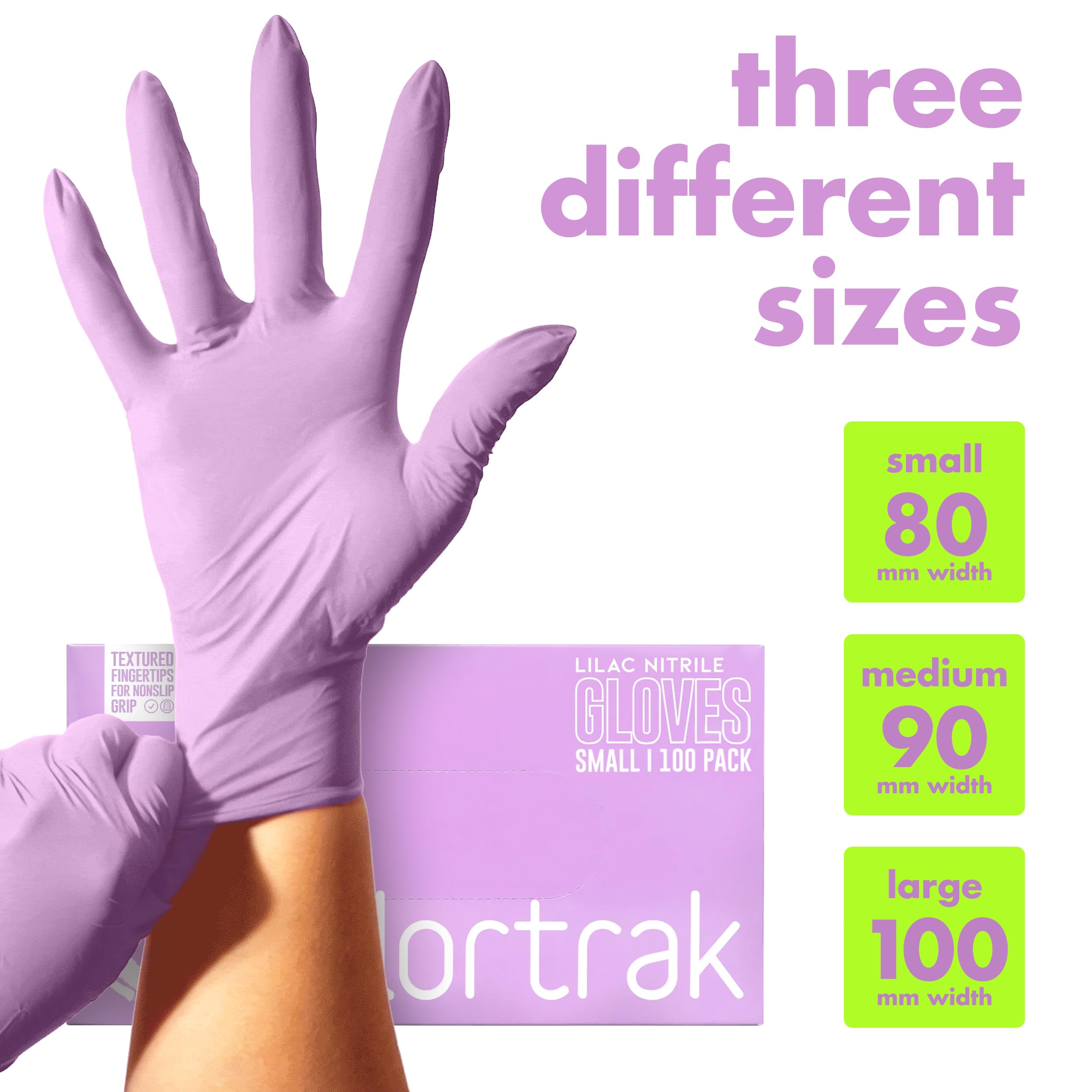 Colortrak Disposable Nitrile Gloves, Pink, Luminous Collection Lilac Frost Latex-Free, Powder-Free Hair Color Gloves for Chemical Processing & Salon Services, 100 Count, Small