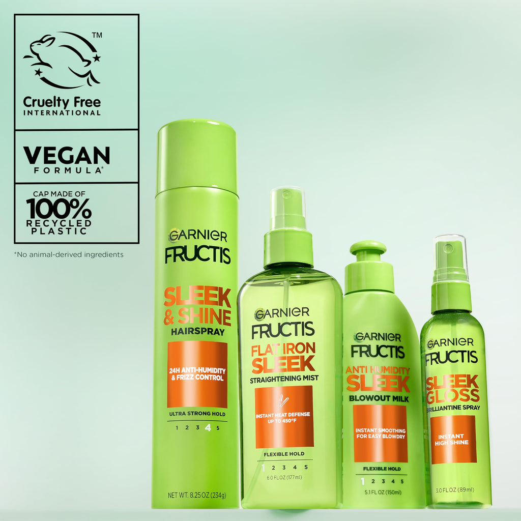 Garnier Fructis Style Flat Iron Perfector Straightening Mist for Heat Protection, Argan Oil, 6.0 Fl Oz, 3 Count (Packaging May Vary)