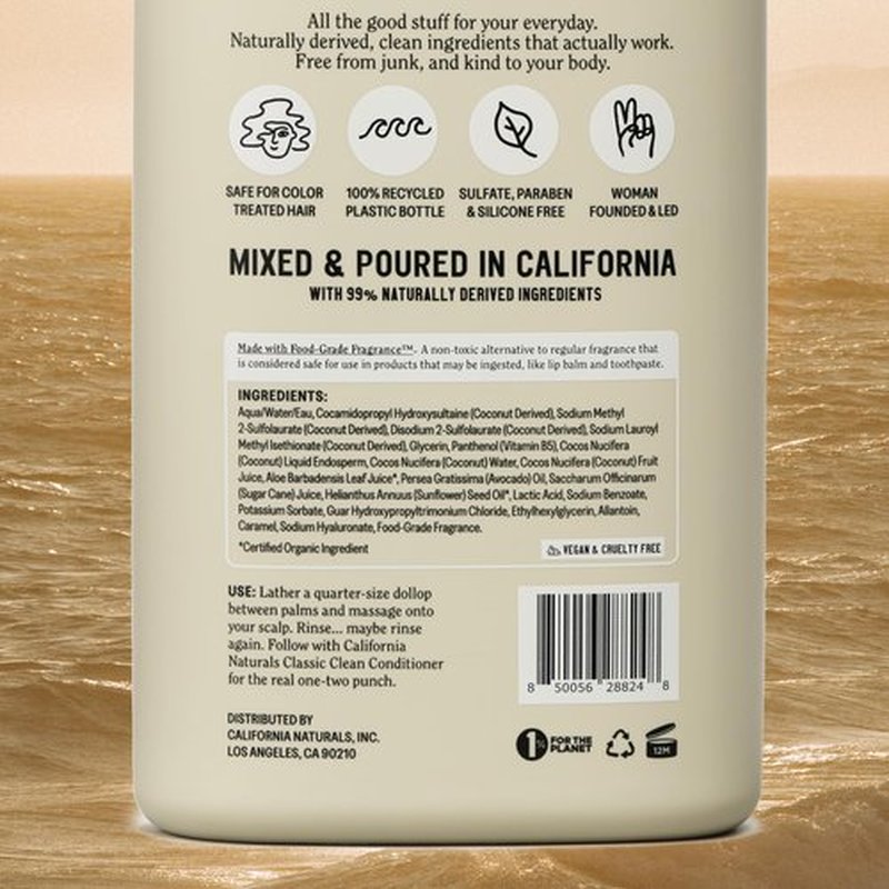California Naturals Coconut Shampoo, Sulfate Free, Scalp and Hair Care for Women and Men, Coconut Cleansing Complex, Natural, Vegan, Cruelty, Silicone, and Paraben Free, All Hair Types, 20 fl oz