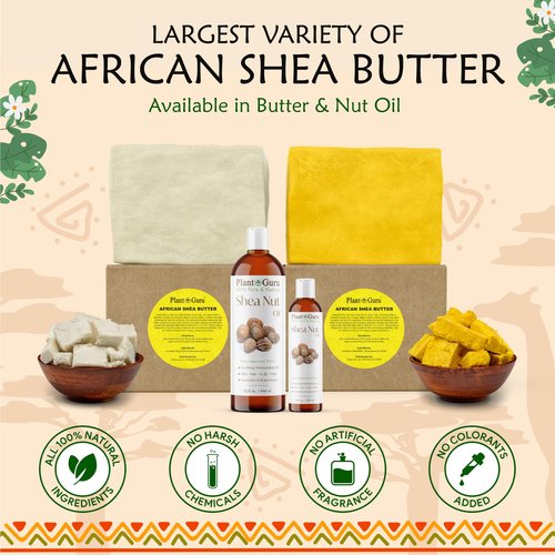 Plant Guru Raw African Shea Butter 32 oz. / 2 lbs. Jar Bulk 100% Pure Natural Unrefined IVORY - Ideal Moisturizer For Dry Skin, Body, Face And Hair Growth. Great For DIY Soap and Lip balm Making.