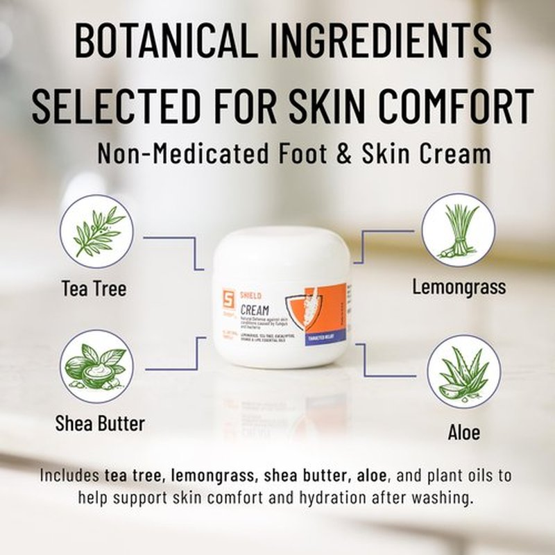 Foot Cream & Balm for Athletes – Solpri Shield Thick Moisturizing Barrier with Tea Tree, Shea Butter & Beeswax – Post-Wash Care for Dry, Cracked Feet – 2 oz