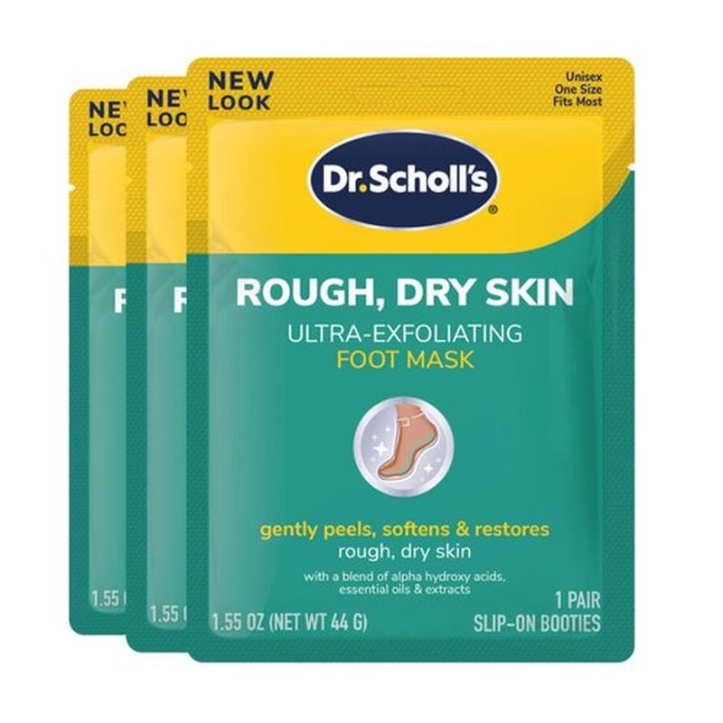 Dr. Scholl's Dry, Cracked Skin Ultra-Hydrating Foot Mask, Intensely Moisturizes & Rough, Dry Skin Ultra Exfoliating Foot Mask 3 Pack, Gently Peels and Softens