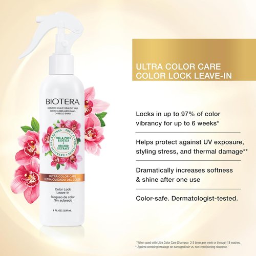 Biotera Ultra Color Care Leave-In Conditioner Spray - Locks In Vibrancy | Heat Protectant for Color-Treated Hair | Vegan & Sulfate-Free