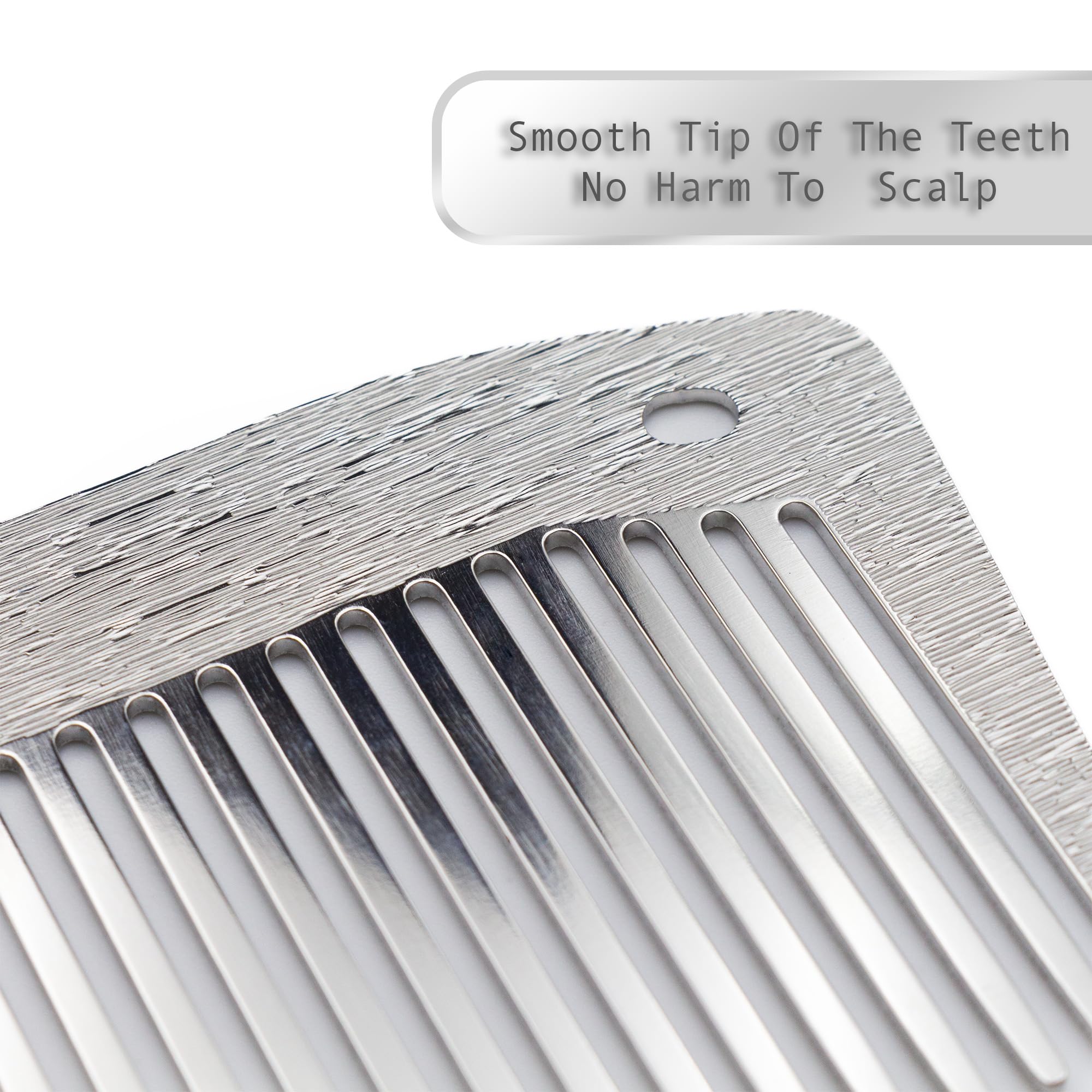 Dolmifapro 2 Pcs Stainless Steel Comb Set Metal Barber Combs for Hair Stylist, High Texture, Wood Grain Design barber combs professional Metal Fine Comb