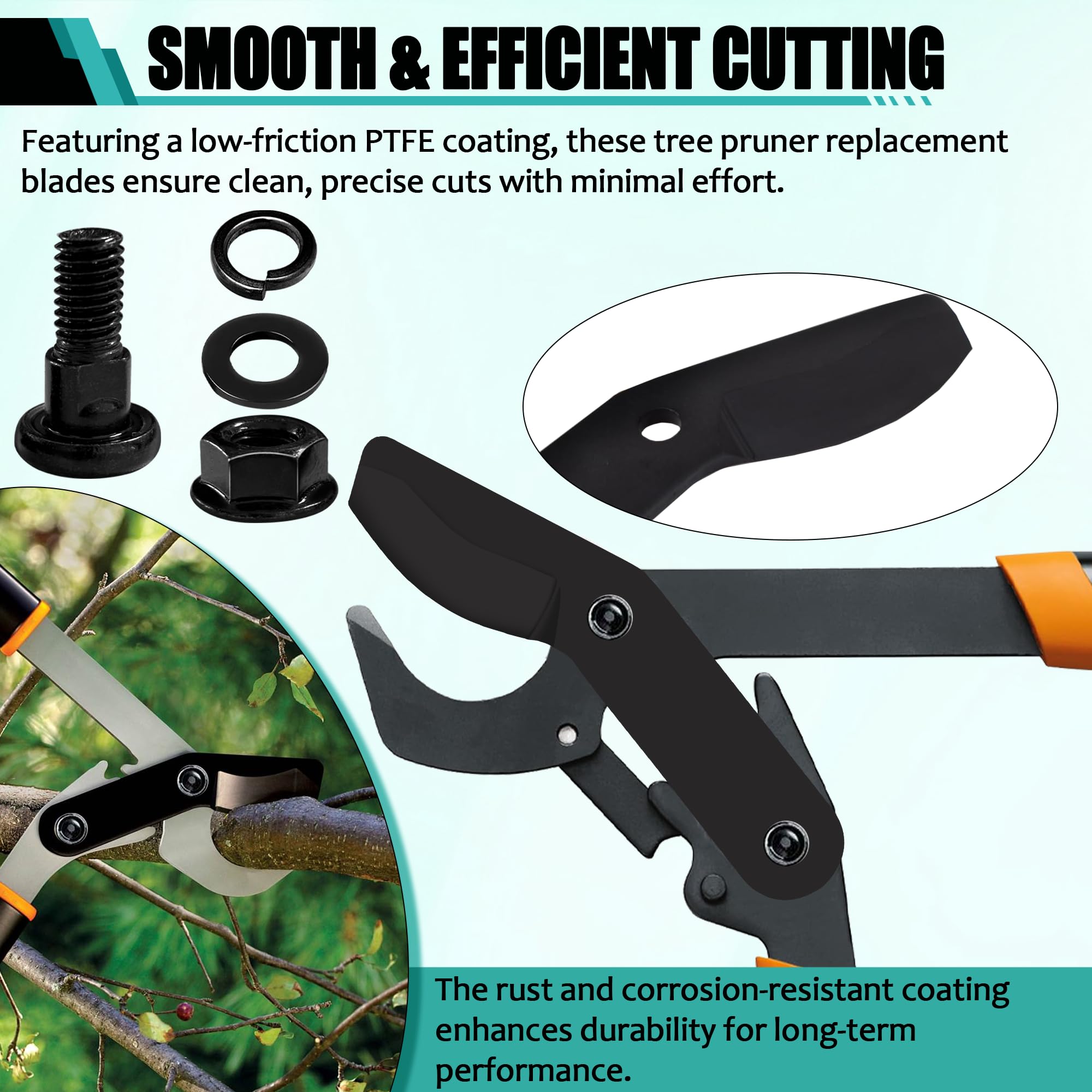 Aussio (2-Pack) Alloy Steel Lopper Replacement Blades with Screws Compatible with Garden Loppers – Heavy-Duty Large Pruner Blades for Tree Trimming, Branch Cutting and Gardening Tools – Black