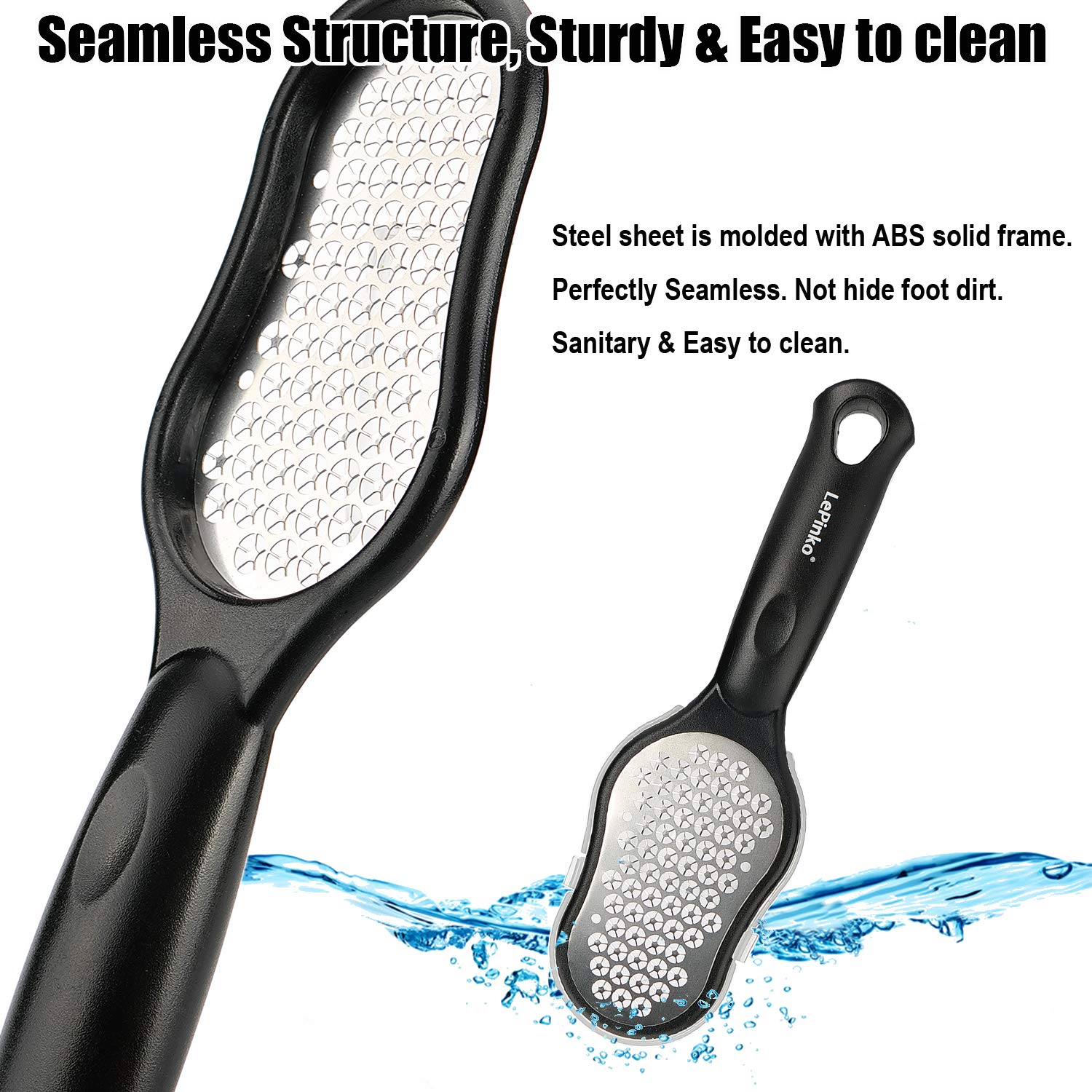 LePinko Foot Scrubber Set, Updated Blades, No Hurt Feet File, Powerful Pedicure Tool to Remove Callus and Dead Skin, Use in Shower or Dry, 2PCS