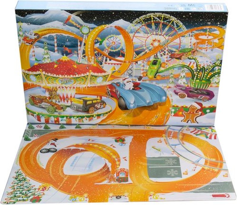 Hot Wheels 2022 Advent Calendar - 8 1:64 Scale Toy Cars with 16 Holiday Accessories & Playmat