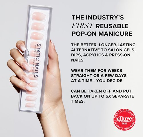 Static Nails Brush On Nail Glue for Press Ons, Pop-Ons, Acrylic/Fake Nails, and Tips | Brush On Applicator for Easy Application | Strong Bond, Mess Free, and Long Lasting Nail Glue