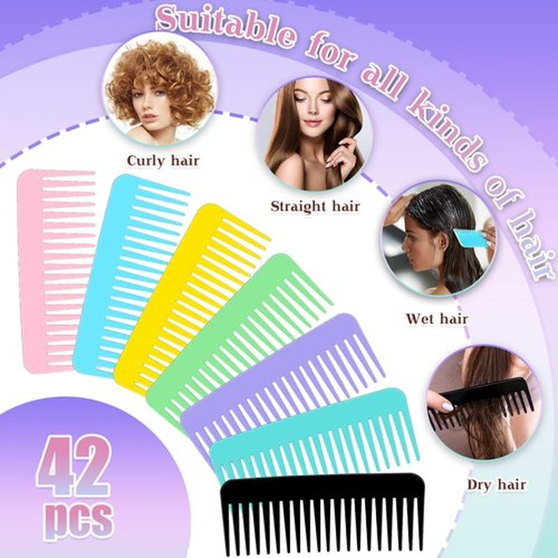 Meanplan 42 Pcs Wide Tooth Large Hair Detangling Comb for Curly Long Hair Dry Wet No Handle Detangler Styling Shampoo Comb for Women Men Christmas Charity Operation Gifts